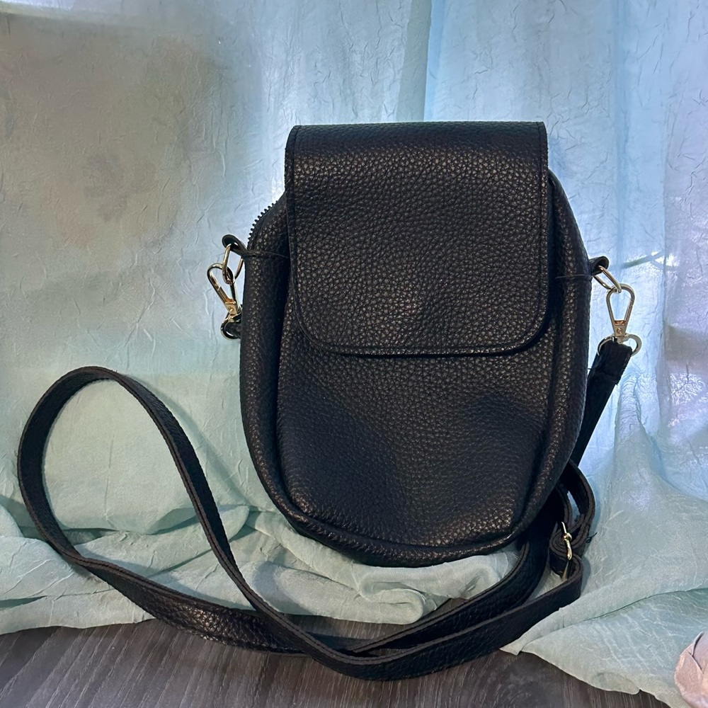 Black Leather Crossbody Bag